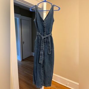 Asos Blue Denim Wide Leg Jumpsuit